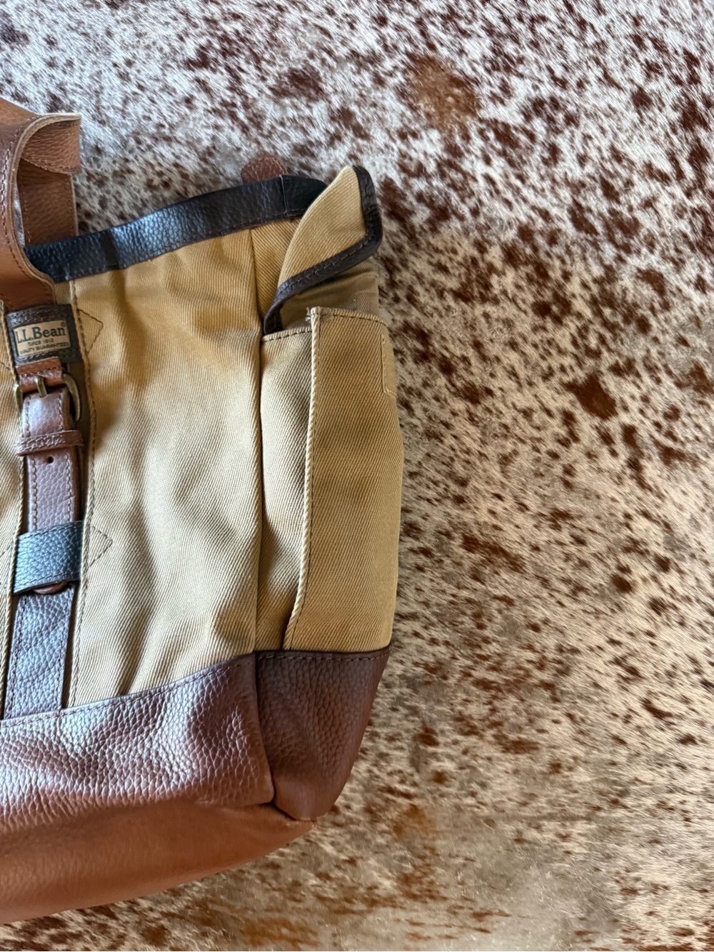 L.L. Bean Canvas and Leather Duffel Bag - Tan and Brown - Picture 4 of 6